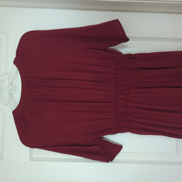 ZARA CRANBERRY BUTTON FRONT ACCENT WAIST DRESS SMALL - Picture 10 of 13